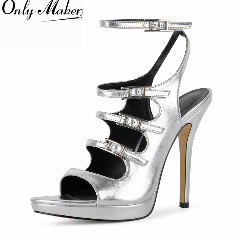 Crossfit Event - Onlymaker Dames Zilveren Stiletto Sandalen met